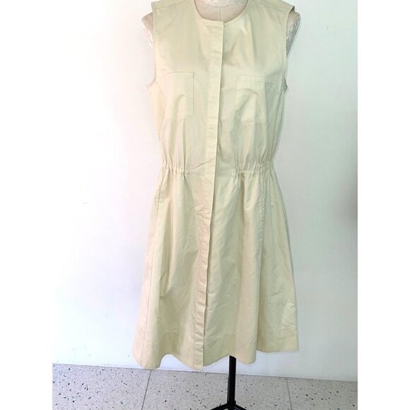 Theory Ketan Dress Womens Size 10 A Line Cinched Waist Button Front Pale Yellow - Picture 12 of 12